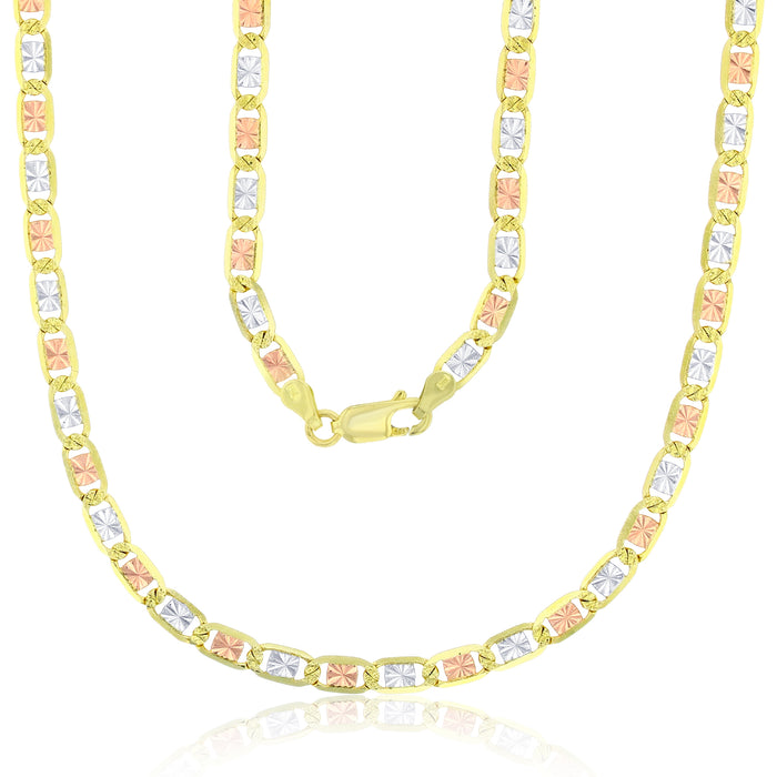 Real 14k Gold Tri-Color Valentino Chain - 4.5mm