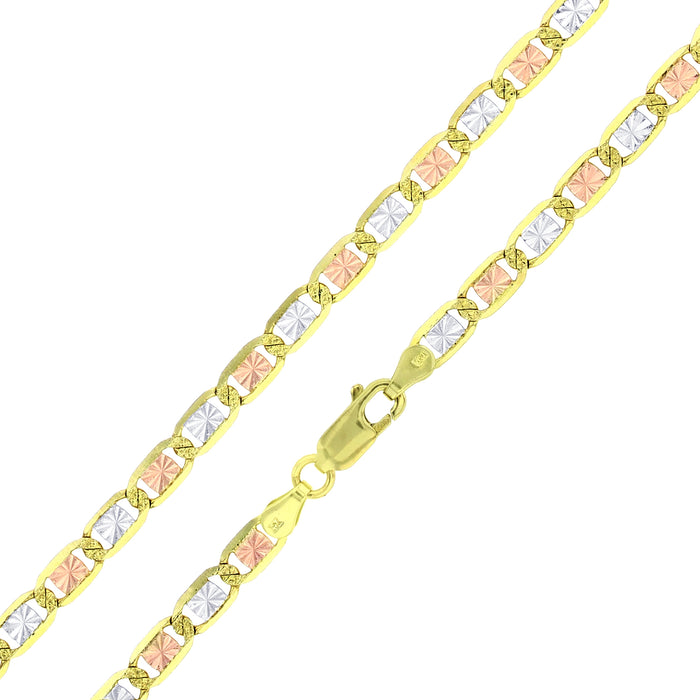 Real 14k Gold Tri-Color Valentino Chain - 4.5mm