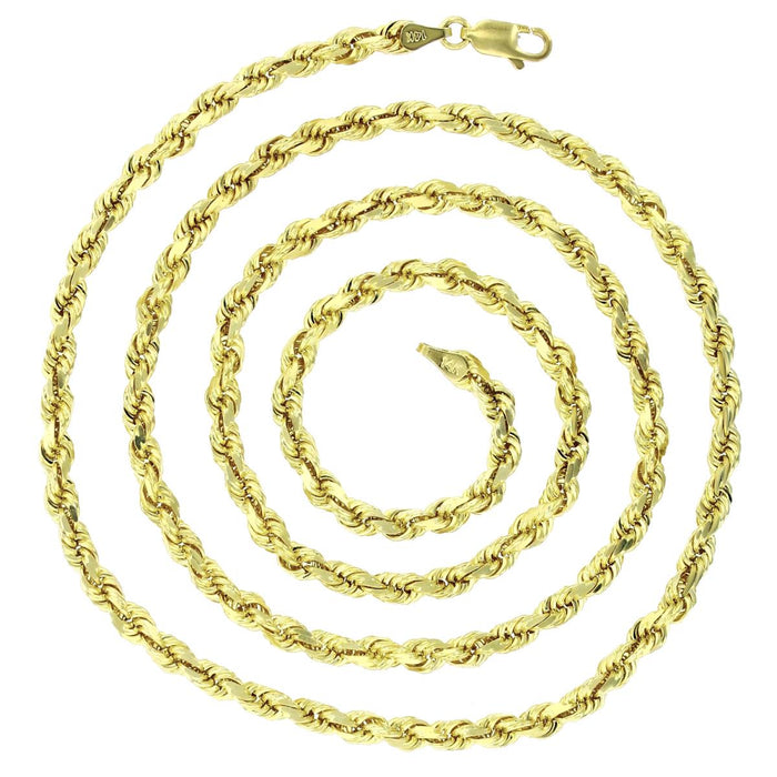 Real 14k Gold Rope Chain 4mm (Diamond Cut)