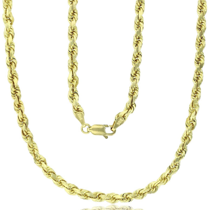 Real 14k Gold Rope Chain 4mm (Diamond Cut)