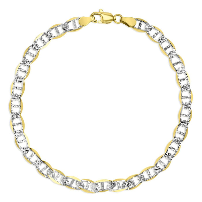 Real 14k Gold Diamond Cut Mariner Bracelet - 5mm