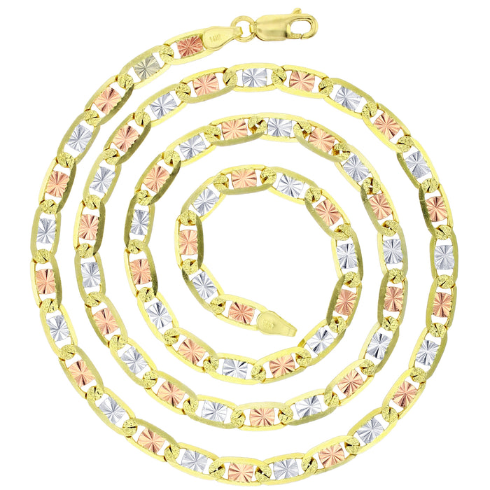 Real 14k Gold Tri-Color Valentino Chain - 5.5mm