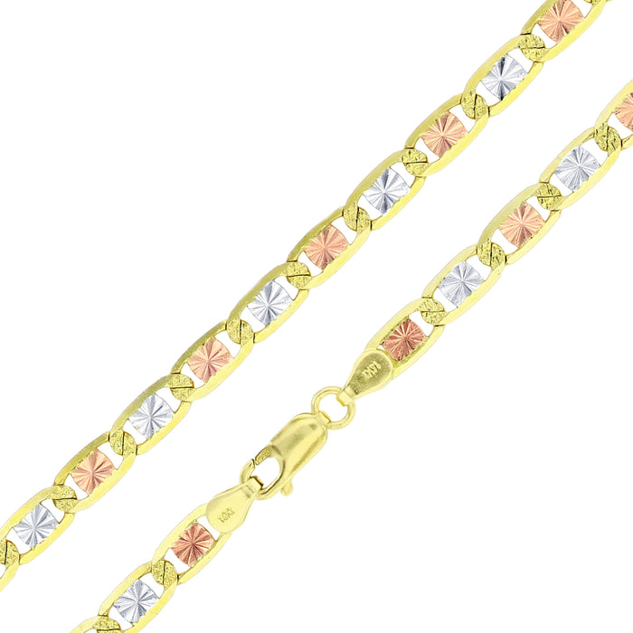 Real 14k Gold Tri-Color Valentino Chain - 5.5mm