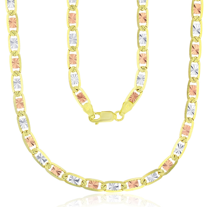 Real 14k Gold Tri-Color Valentino Chain - 5.5mm