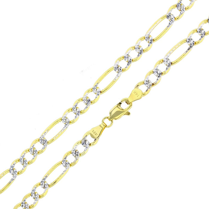 Real 14k Gold Diamond Cut Figaro Chain - 5mm