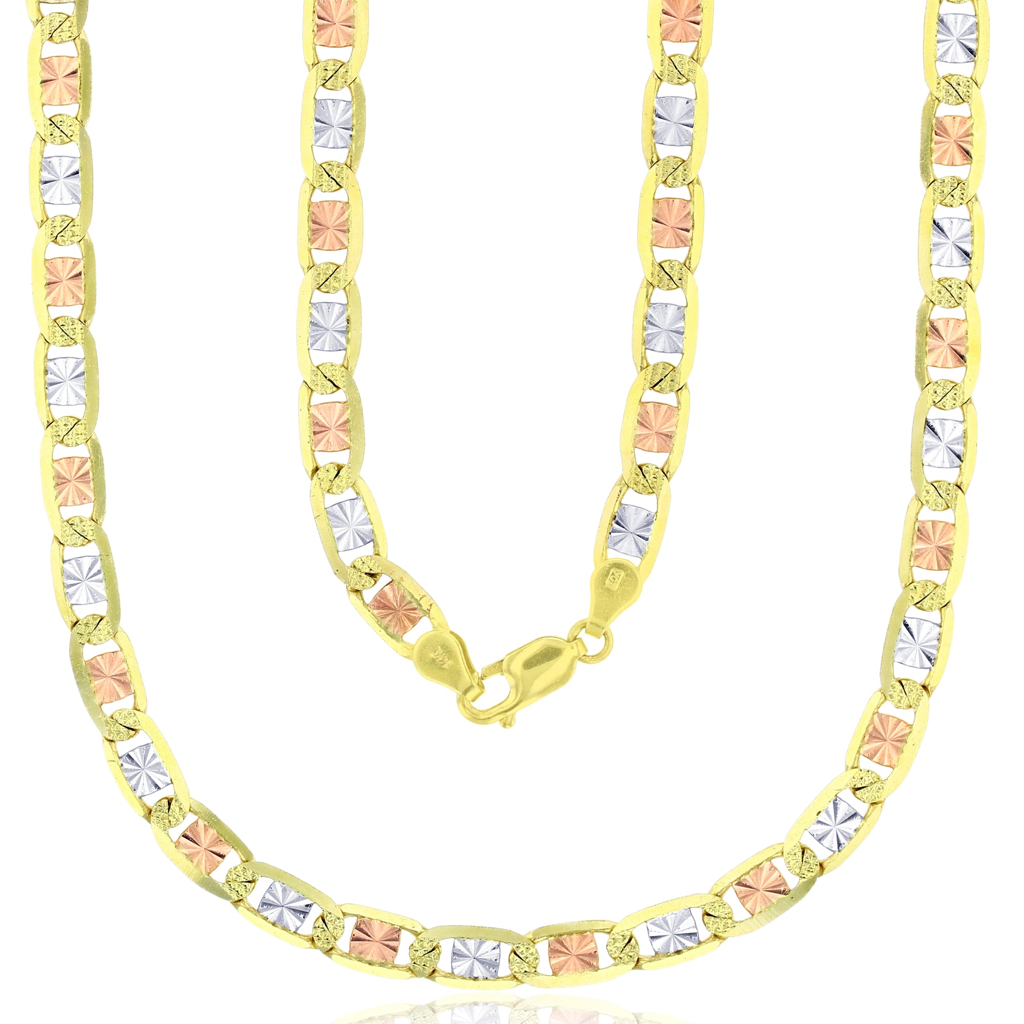 Real 14k Gold Tri-Color Valentino Chain - 6.5mm