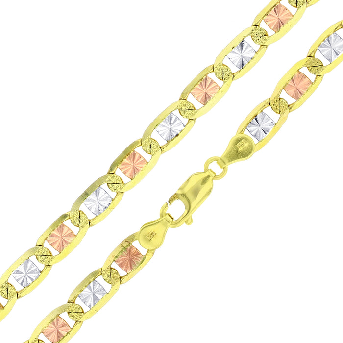 Real 14k Gold Tri-Color Valentino Chain - 6.5mm