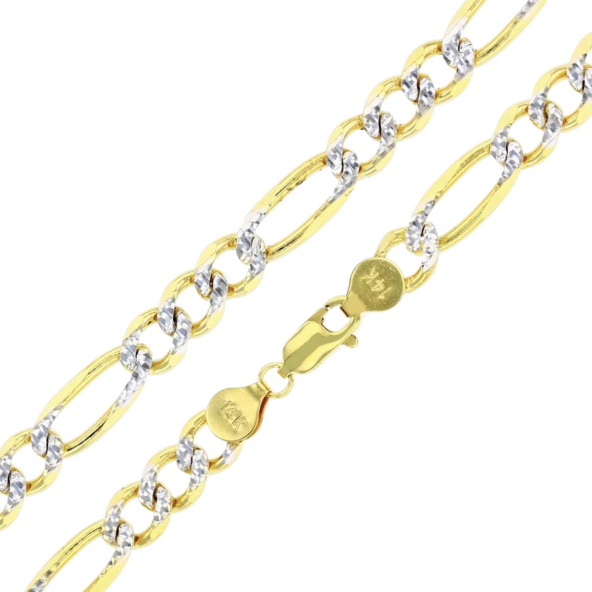 Real 14k Gold Diamond Cut Figaro Chain - 7mm