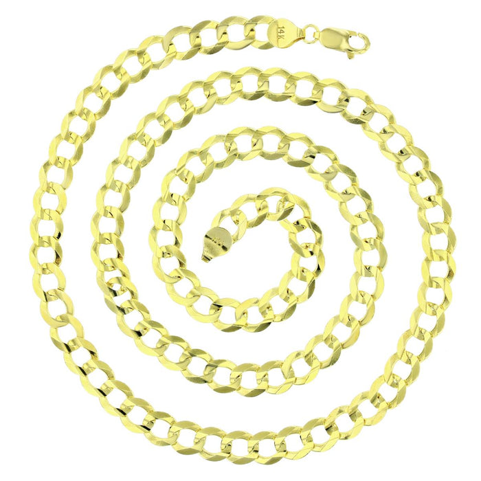Real 14k Gold Curb Chain - 7mm