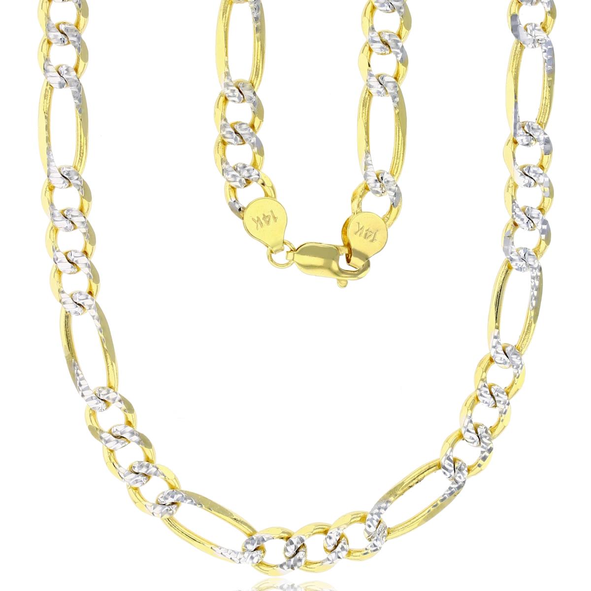Real 14k Gold Diamond Cut Figaro Chain - 7mm