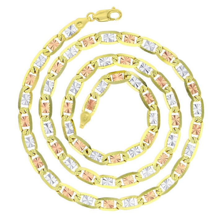 Real 14k Gold Tri-Color Valentino Chain - 6.5mm