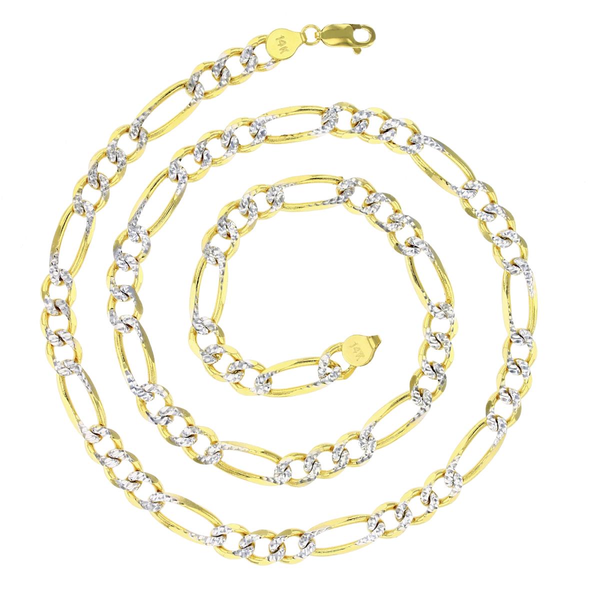 Real 14k Gold Diamond Cut Figaro Chain - 7mm