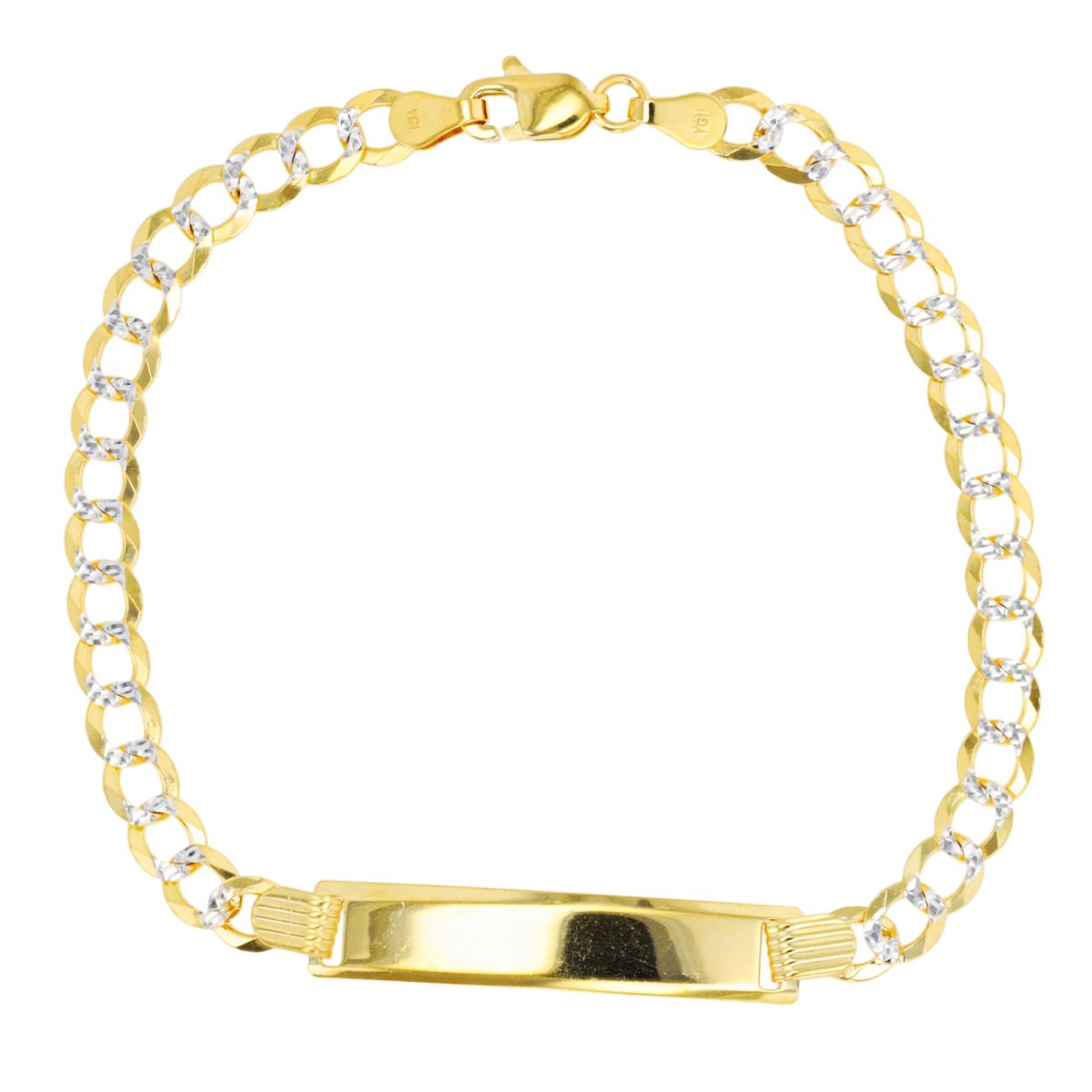 14k Gold Diamond Cut Curb ID Bracelet - 4.5mm