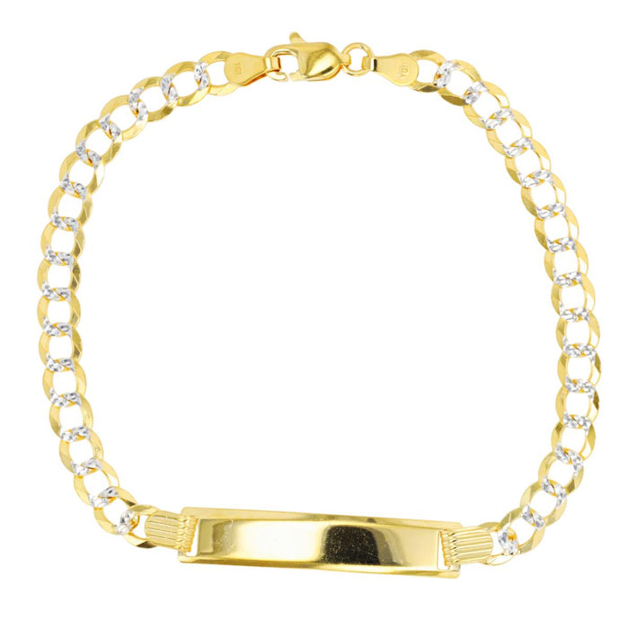 14k Gold Diamond Cut Curb ID Bracelet - 4.5mm