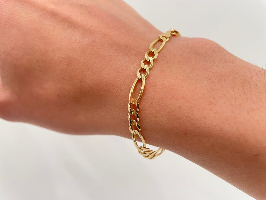 Real 14k Gold Figaro Bracelet - 5mm