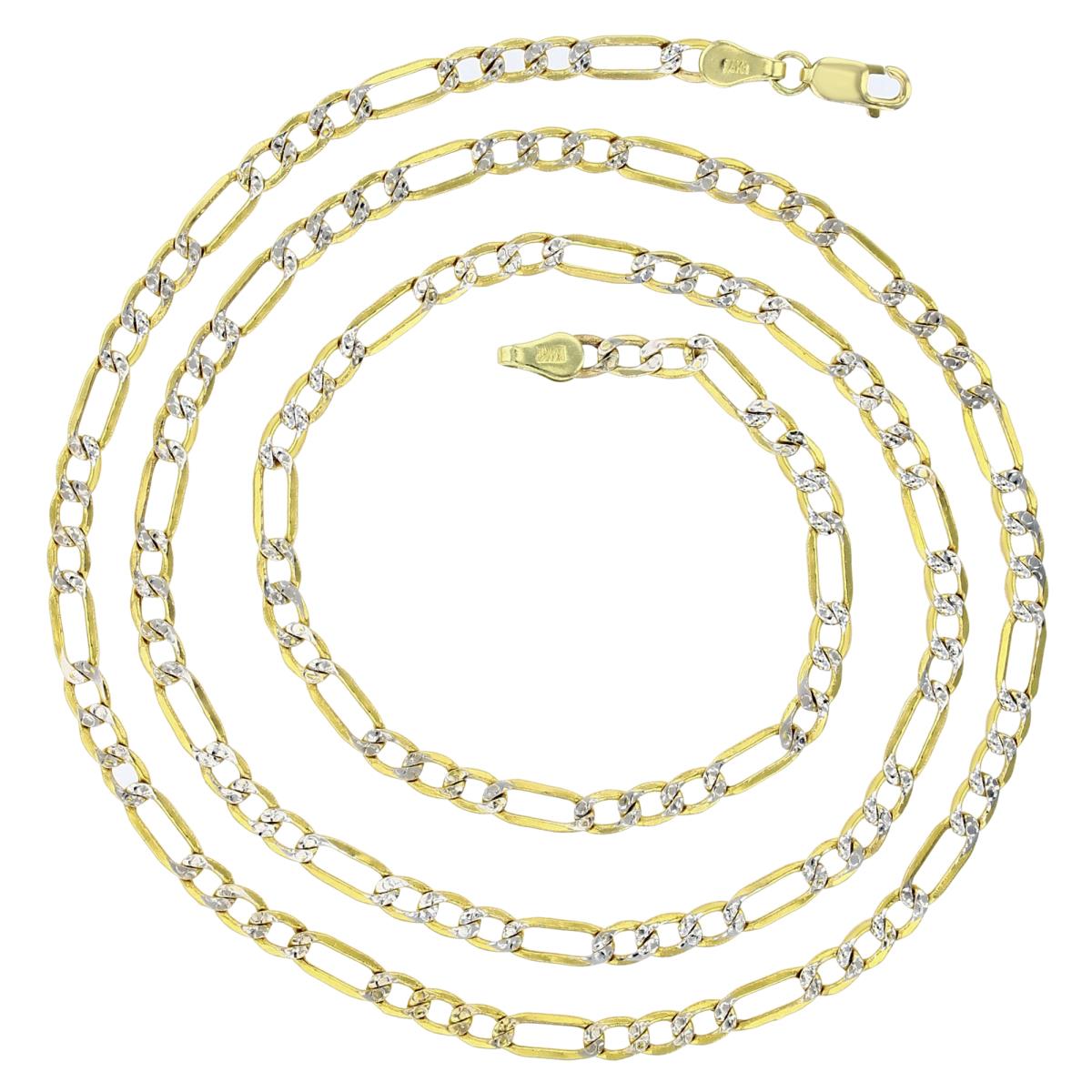 Real 14k Gold Diamond Cut Figaro Chain - 3mm