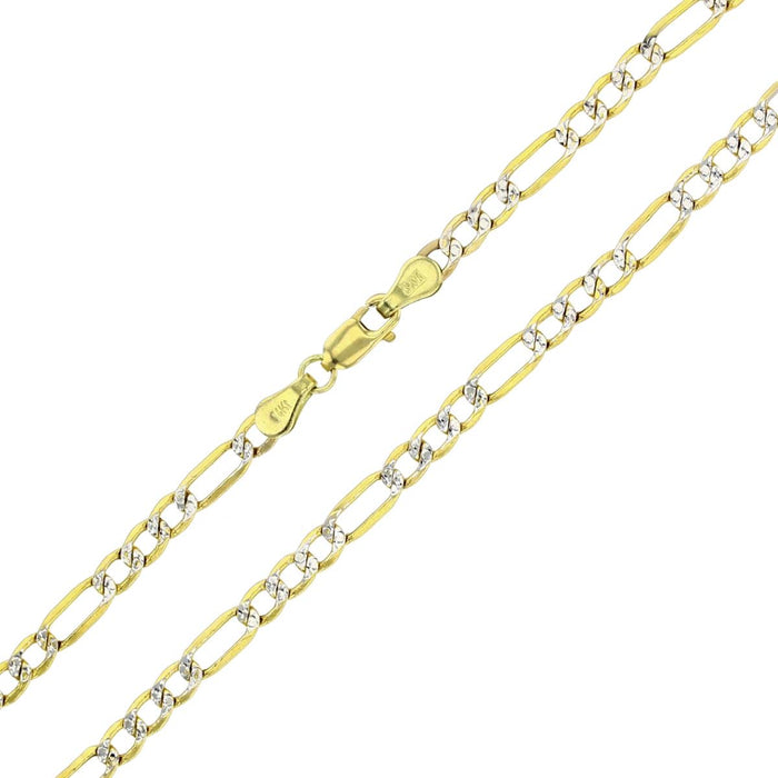 Real 14k Gold Diamond Cut Figaro Chain - 3mm