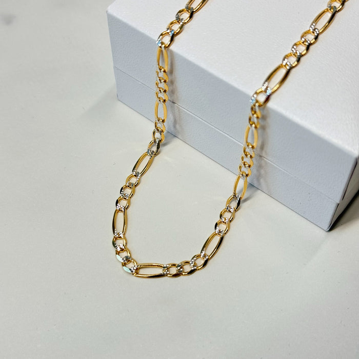 Real 14k Gold Diamond Cut Figaro Chain - 4mm