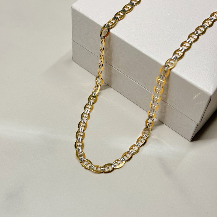 Real 14k Gold Diamond Cut Mariner Chain - 4mm