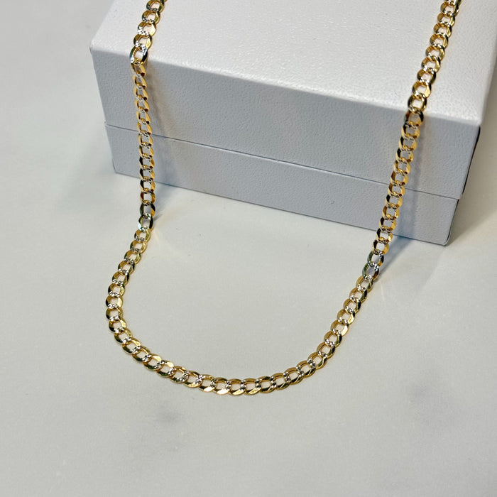 Real 14k Gold Diamond Cut Curb Chain - 3mm