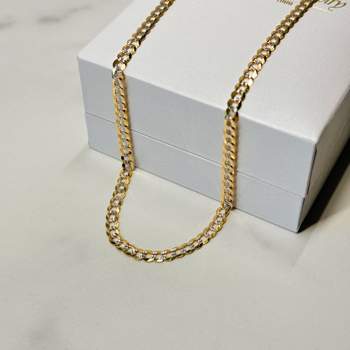 Real 14k Gold Diamond Cut Curb Chain - 3.5mm