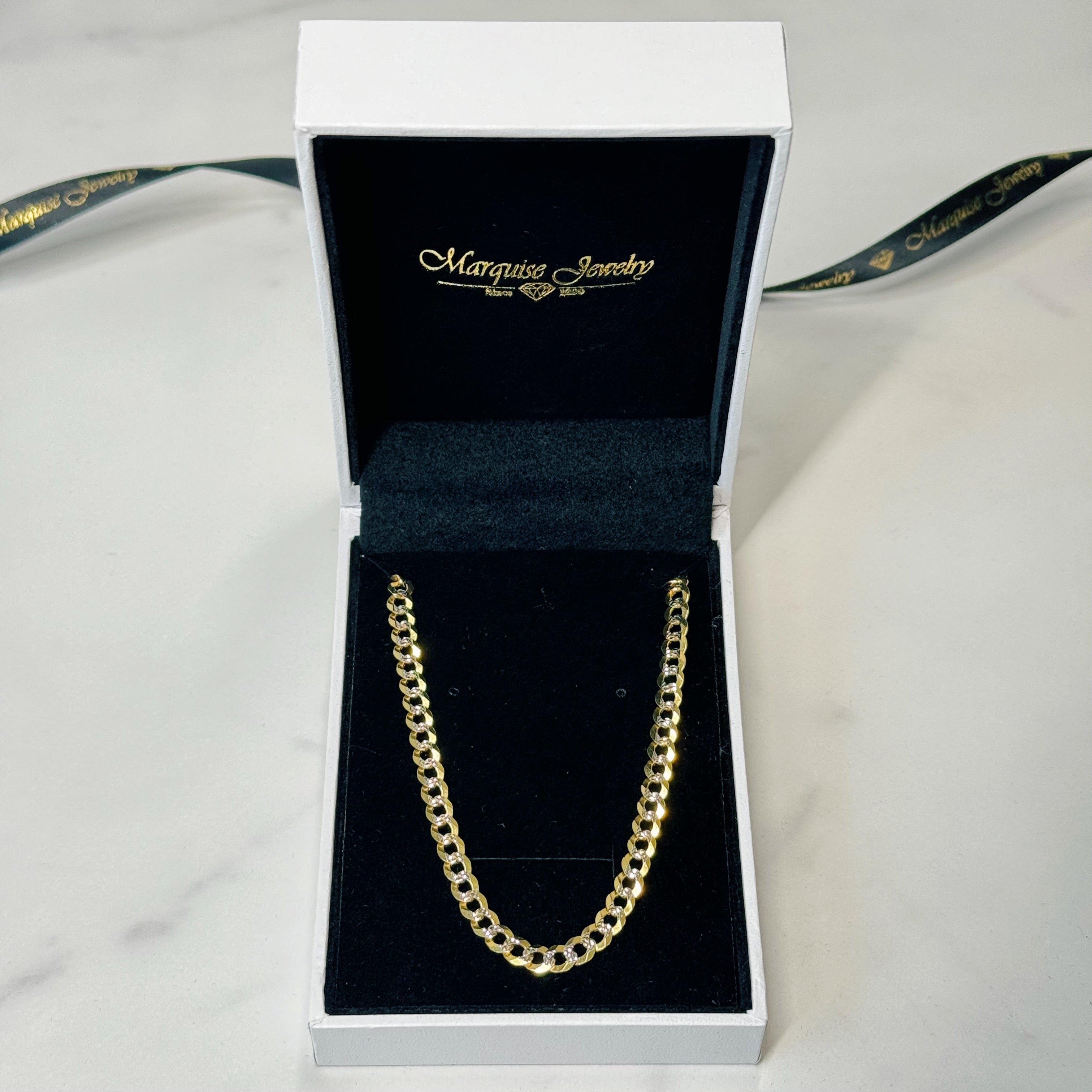 Real 14k Gold Diamond Cut Curb Bracelet - 4.5mm