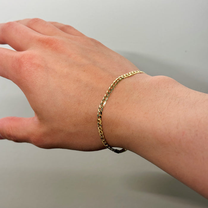 14k Solid Gold Curb Bracelet - 3.6mm