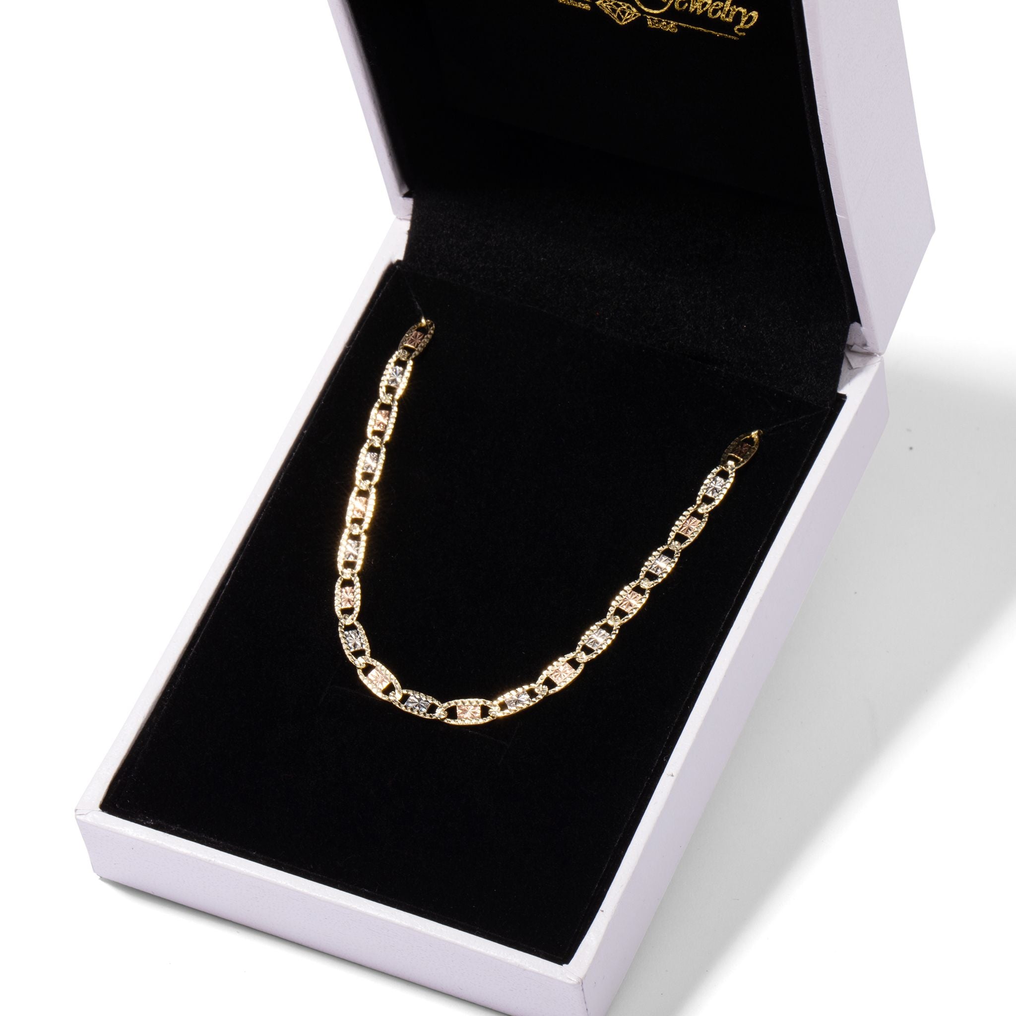 Real 14k Gold Tri-Color Valentino Chain - 3.2mm