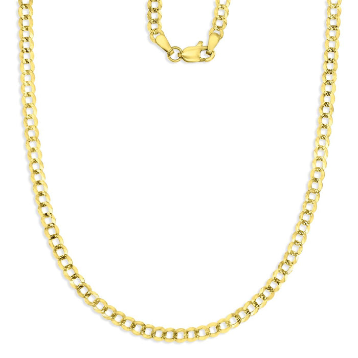 Real 14k Gold Yellow Pave Curb Chain - 3.6mm