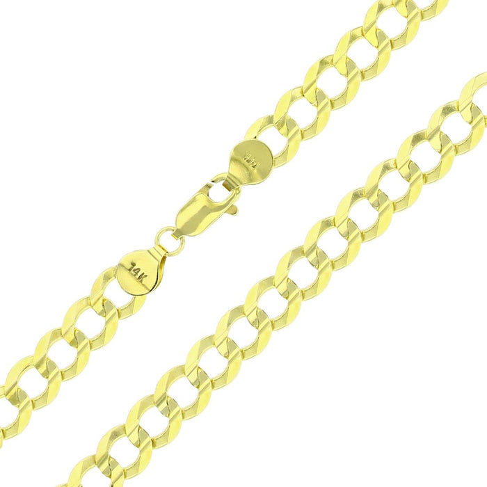 Real 14k Gold Curb Chain - 7mm