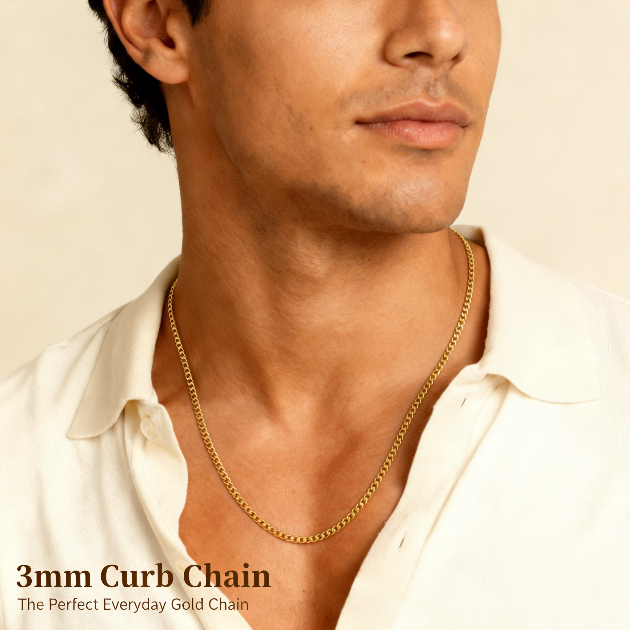 Real 14k Gold Curb Chain - 3mm