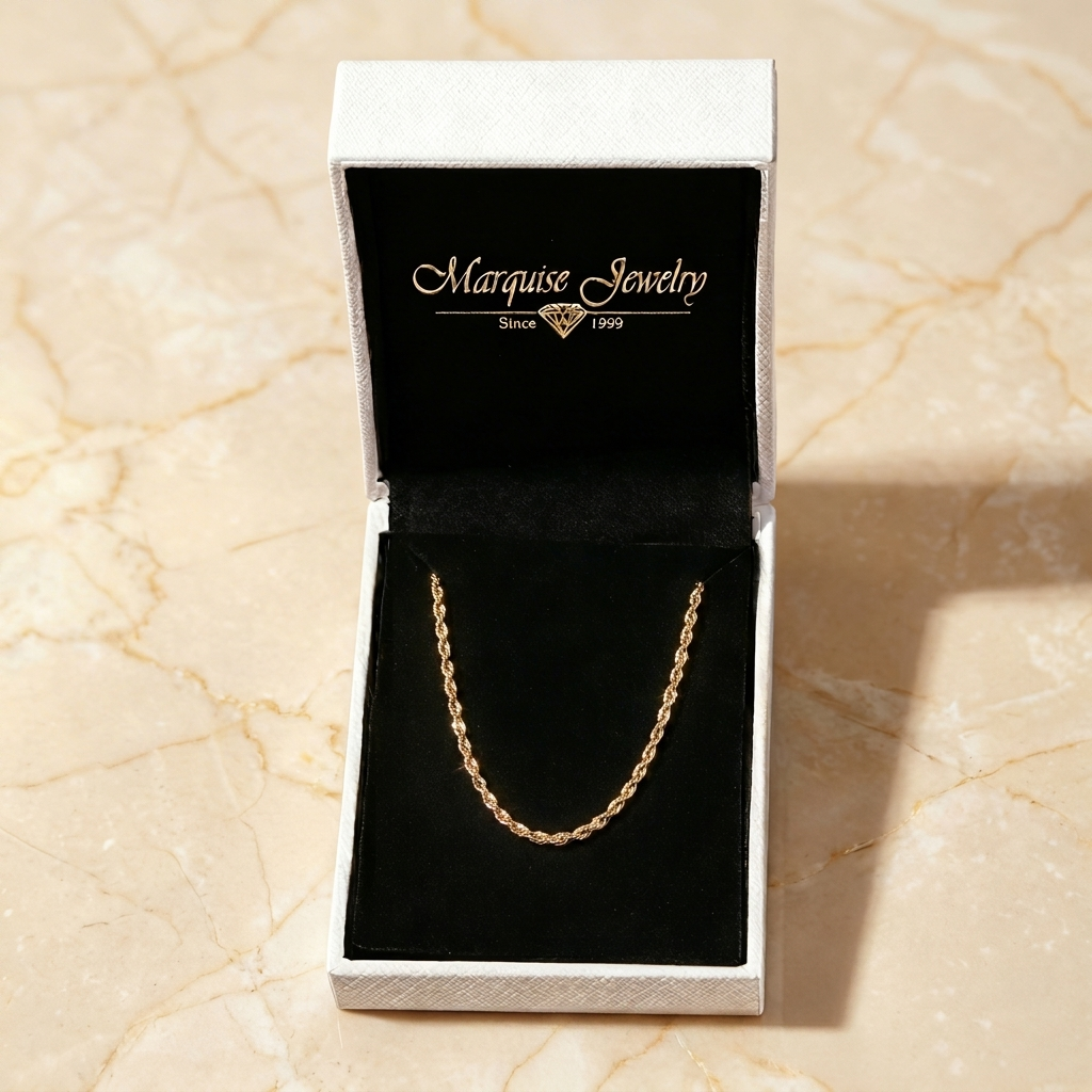 Real 14k Gold Rope Chain 1.5mm (Diamond Cut)