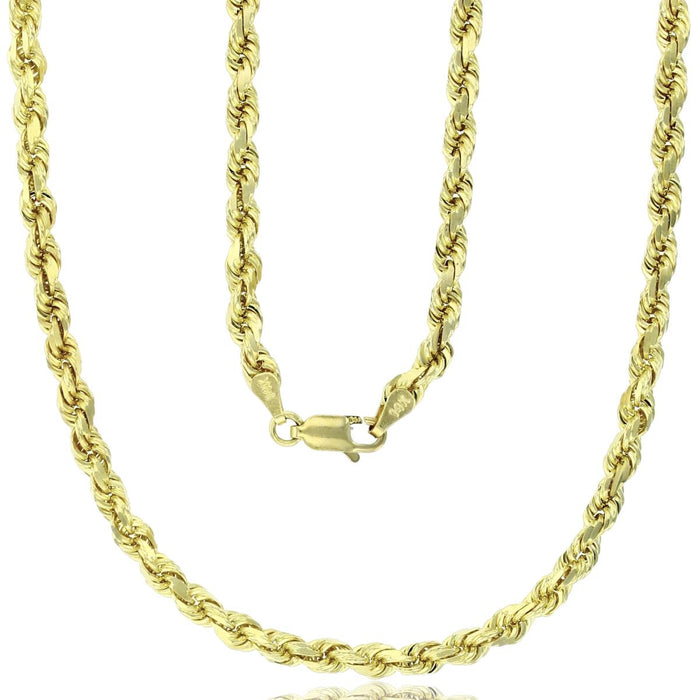 Real 14k Gold Rope Chain (Diamond Cut)