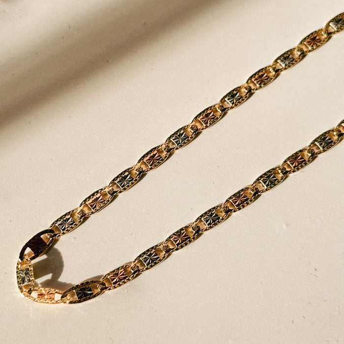 Real 14k Gold Tri-Color Valentino Chain - 2.4mm