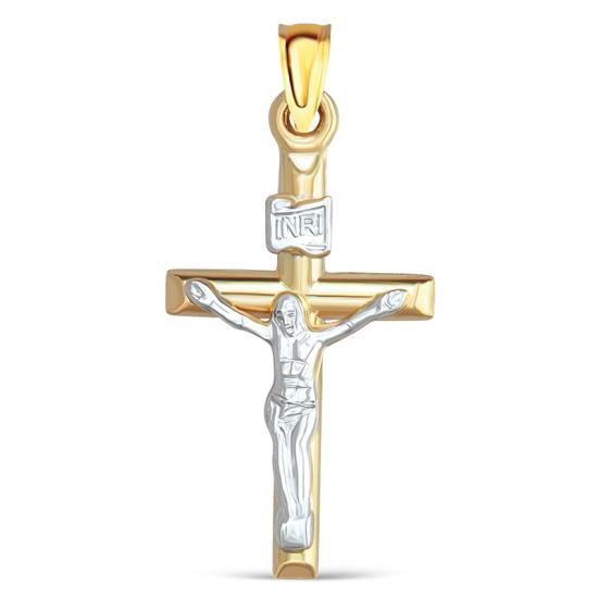 14k Gold Two-Tone Crucifix Pendant