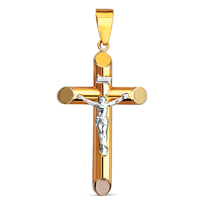 14k Two-Tone Gold Crucifix Pendant