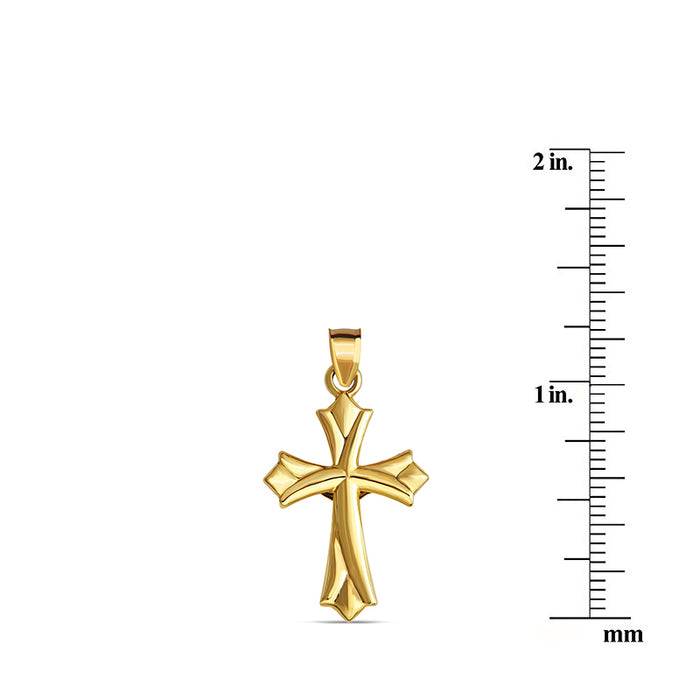 14k Gold Fleur de Lis Cross Pendant