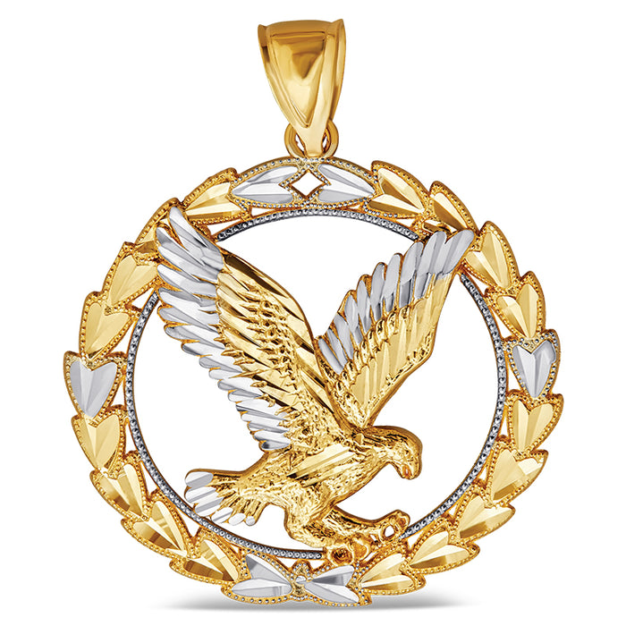 14k Gold Two-Tone Eagle Pendant