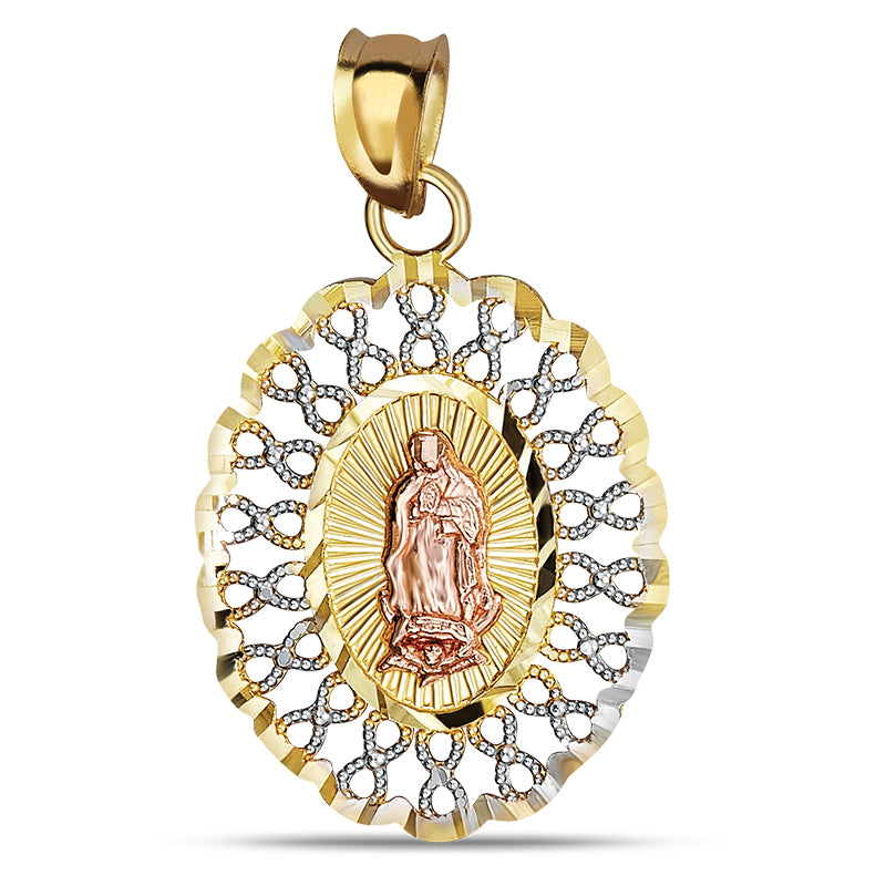 14k Gold Tri-Color Guadalupe Infinity Pendant