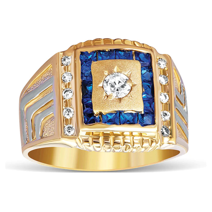 14k Gold Blue and White Cz Ring
