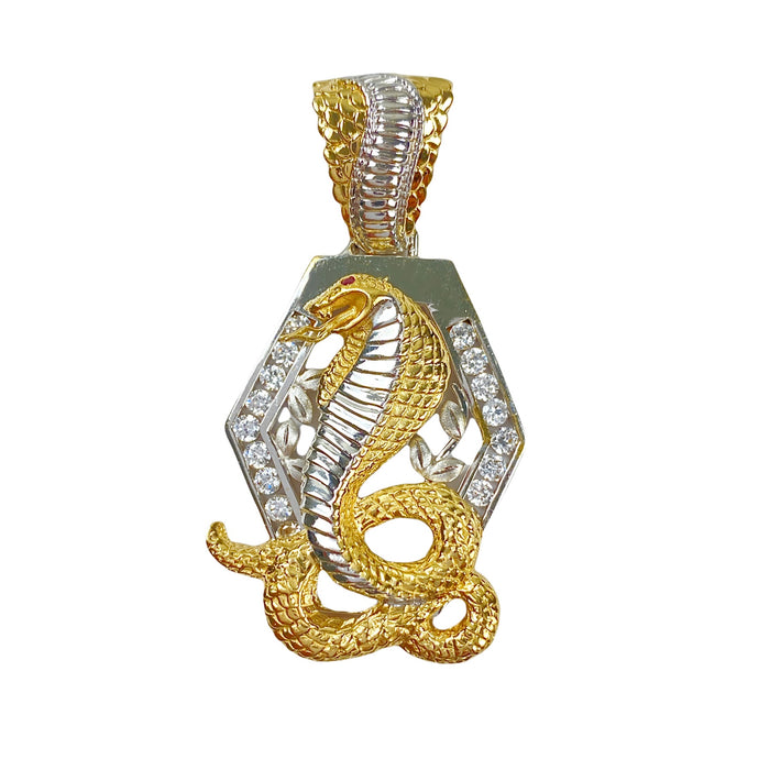 14k Gold Two-Tone Cubic Zirconia Cobra Pendant