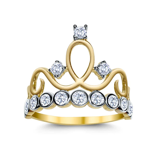 14k Gold Crown Cz Ring