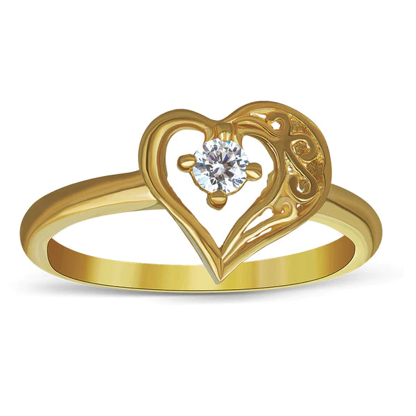 14k Gold Cubic Zirconia Heart Ring