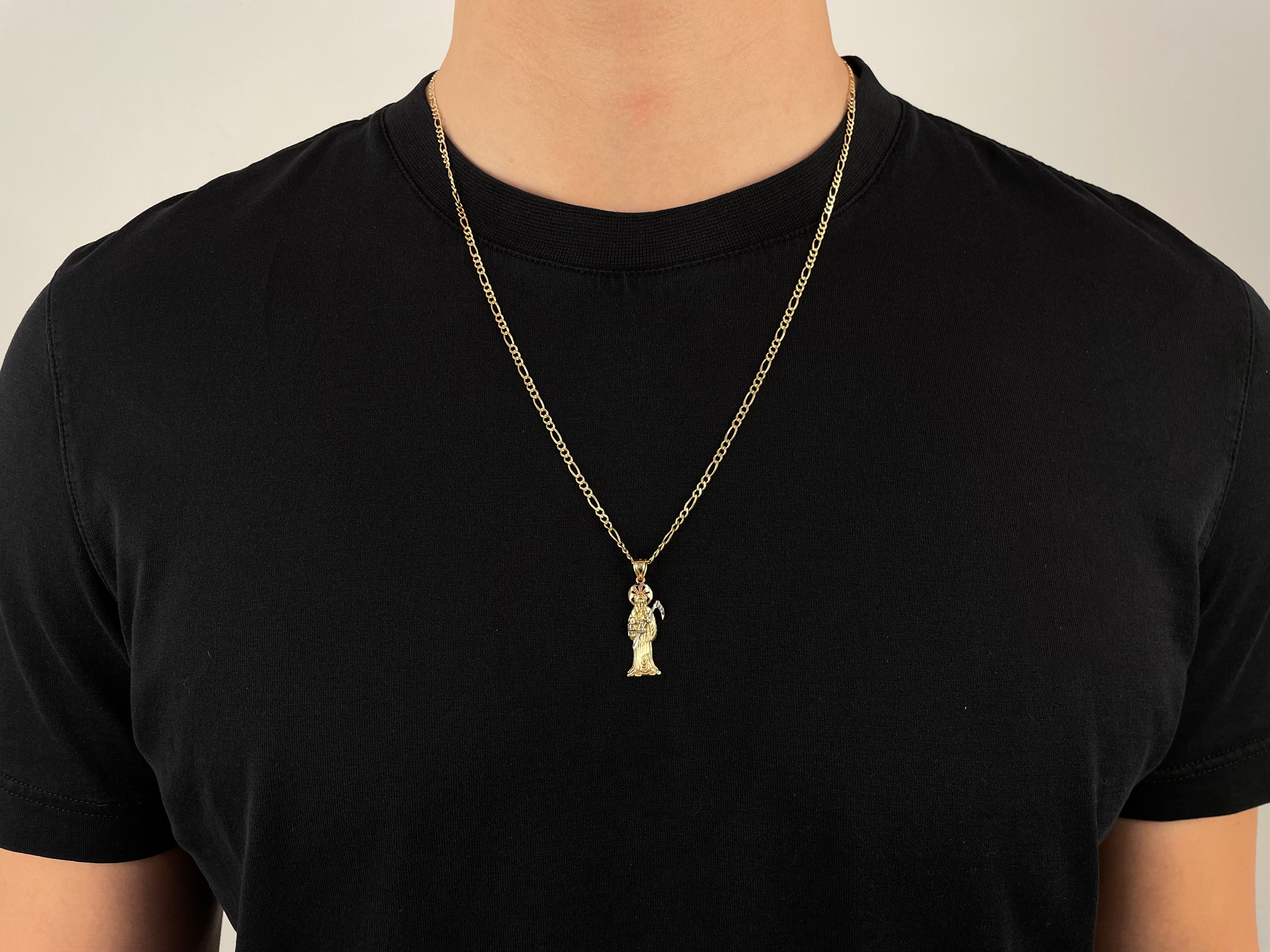 14k Gold La Santa Muerte (Grim Reaper) Necklace