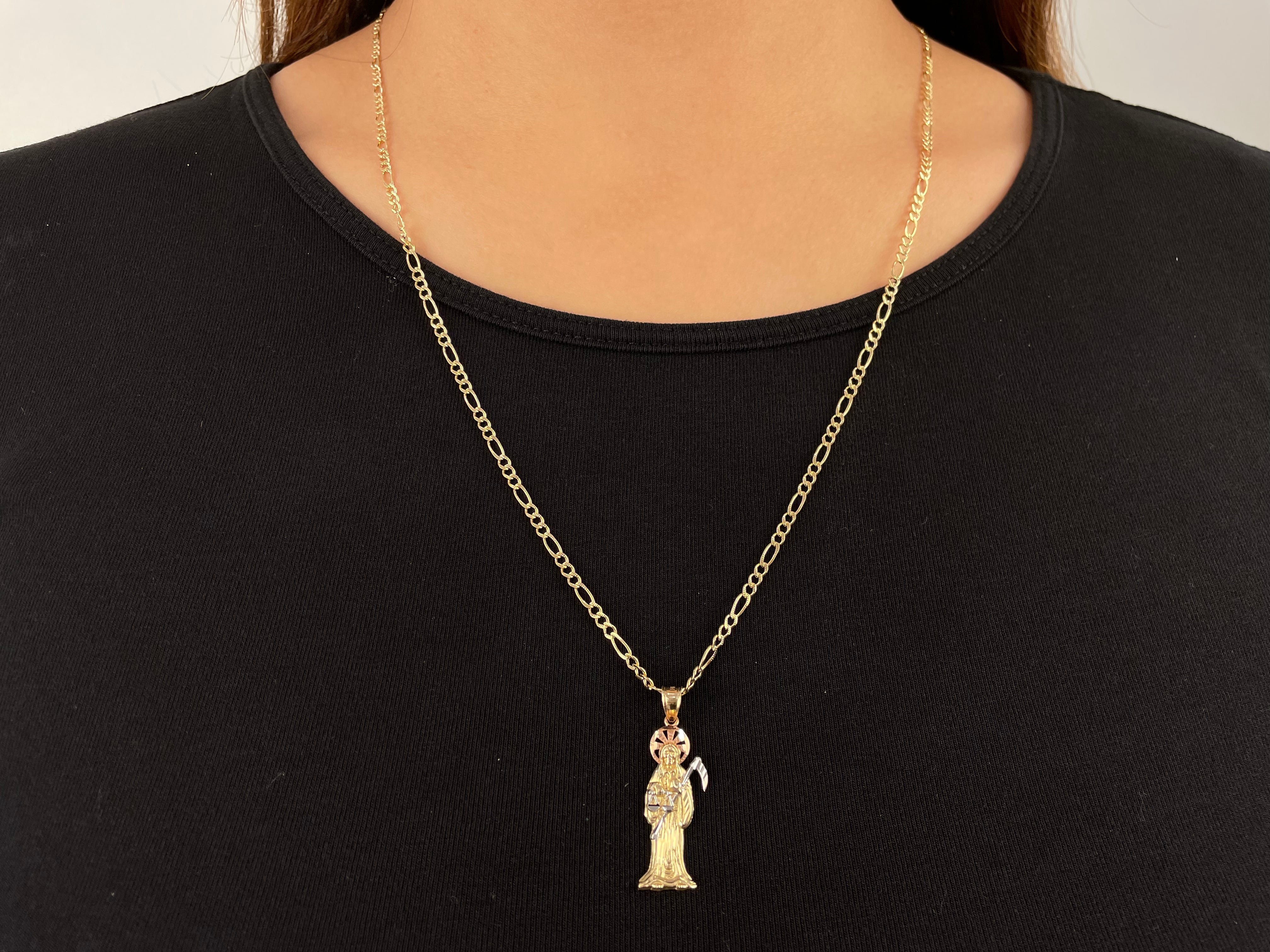 14k Gold La Santa Muerte (Grim Reaper) Necklace