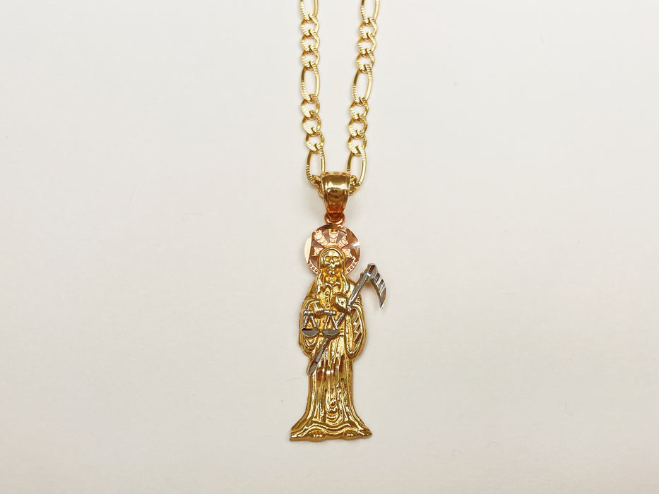 14k Gold La Santa Muerte (Grim Reaper) Necklace