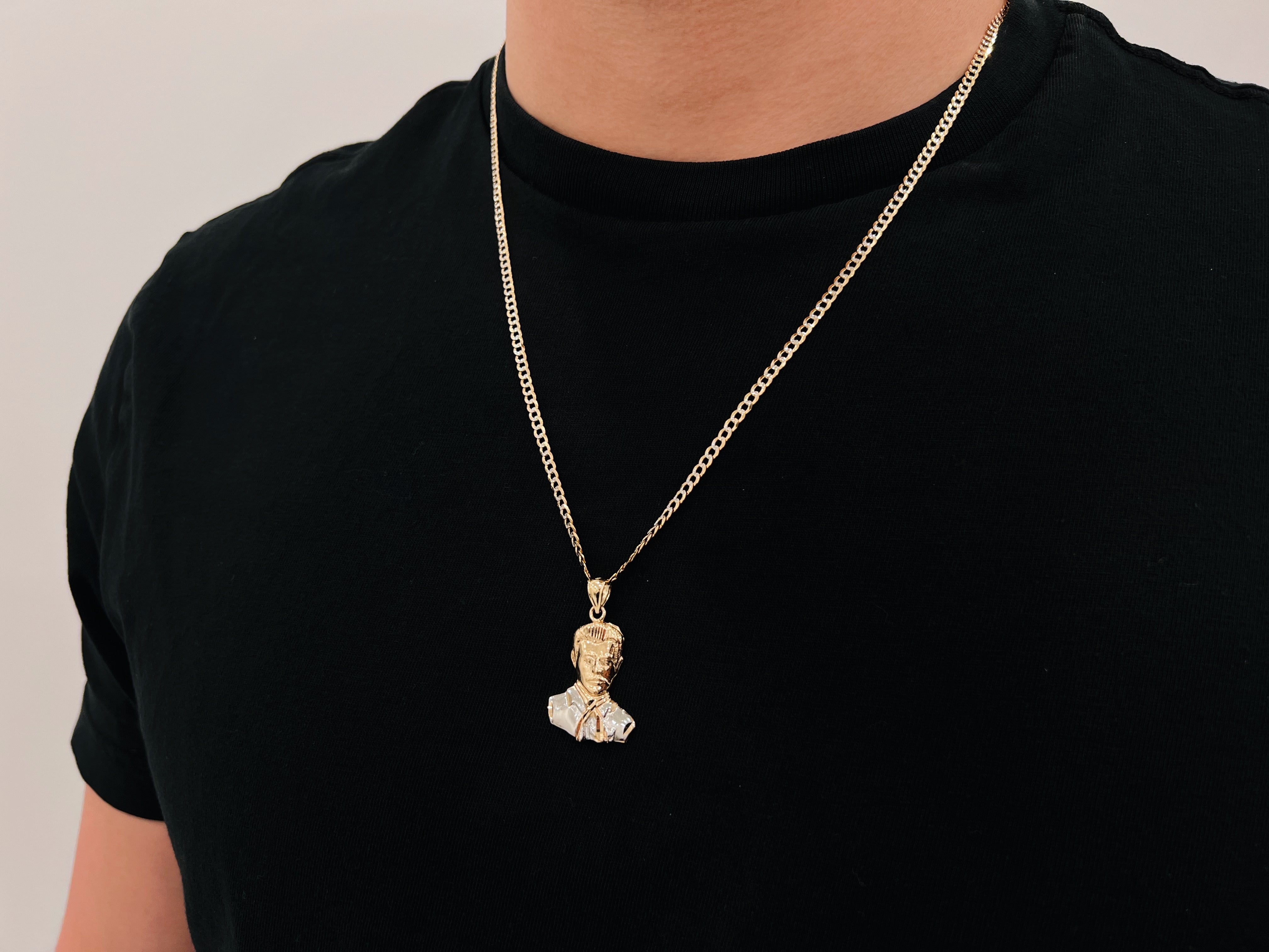 14k Gold Diamond Cut Two-Tone Gold Malverde Chain