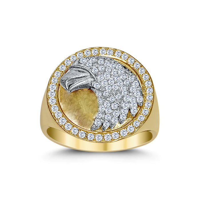 14k Gold Micropave Eagle Cz Ring
