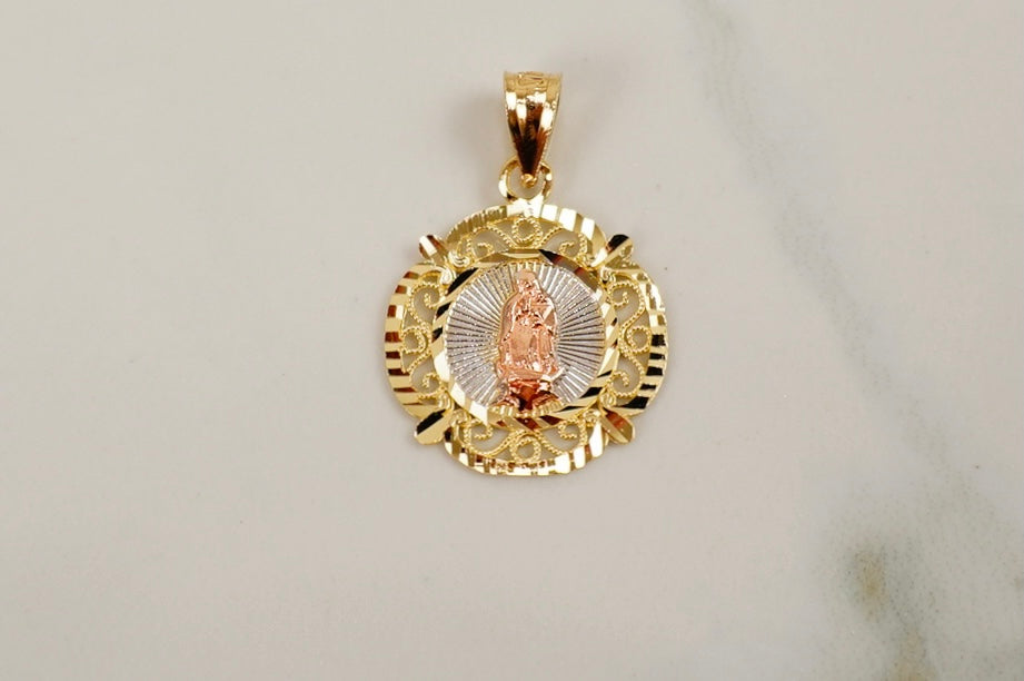 14k Gold Round Guadalupe Pendant