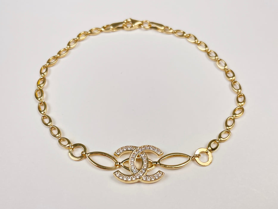 14k Gold Single Double C Bracelet